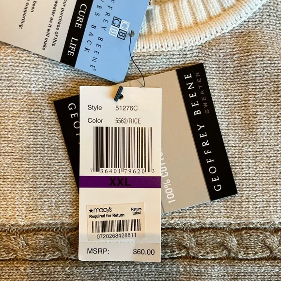 Geoffrey Beene Men’s Cotton Textured Crewneck Sweater Pullover Grandpa NWT XXL - Picture 5 of 7